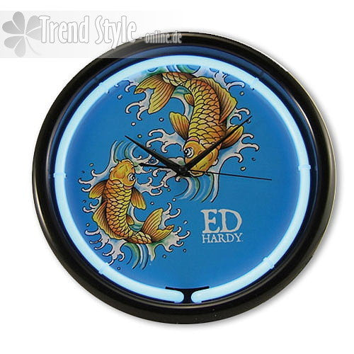 Ed Hardy Wanduhr mit Neonring Gold Koi Fish