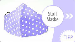 Kindermaske Sterne lila/weiÃŸ mit verstellbaren GummibÃ¤ndern