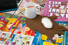 Wanted Mousepad Kaffeefleck braun inkl. Tasse