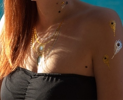 Flash Tattoo Schmuck und Federn gold/silber 16-teilig Gold Henna temporÃ¤res Tattoo