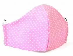 Stoffmaske pink/weiÃŸe Punkte mit Einlagefach-Option und verstellbaren GummibÃ¤ndern