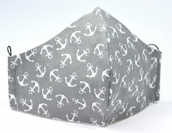 Baumwollmaske Anker Allover grau mit Größenwahl und Einlagefach-Option