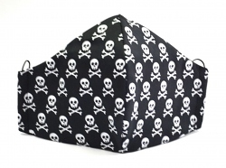 Stoffmaske Mini-Skulls schwarz mit Einlagefach-Option und Größenwahl
