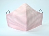 Baumwollmaske Karo rosa mit Einlagefach-Option und verstellbaren Gummibändern